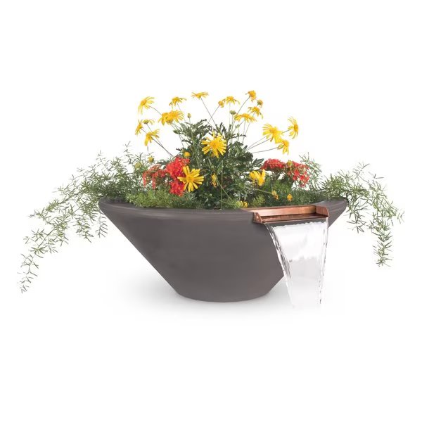 36 Round Cazo Planter & Water Bowl - GFRC Concrete - Chestnut -, The Outdoor Plus, Mfr#: OPT-36RPW-CST